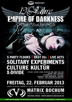 Preview : Die EOD - EMPIRE OF DARKNESS feiert mit 3 Bands ihr 13. Jubiläum