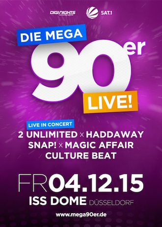 MEGA 90er LIVE! Konzert (2 Unlimited, Haddaway, Snap...) - Düsseldorf, ISS Dome (04.12.2015)