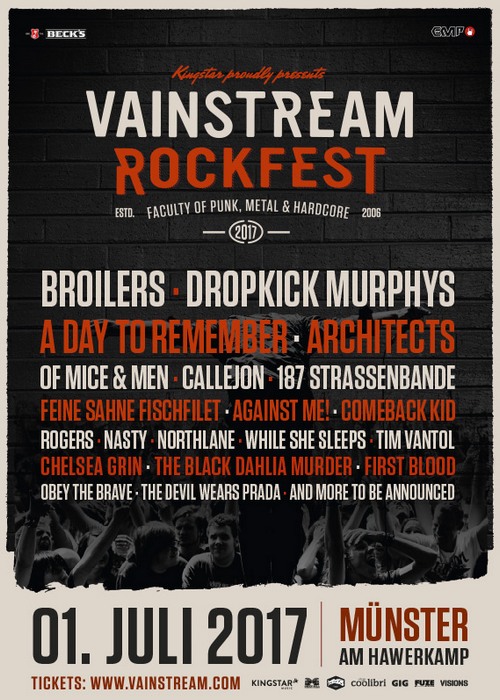 VAINSTREAM ROCKFEST 2017 mit den BROILERS, DROPKICK MURPHYS uvm.