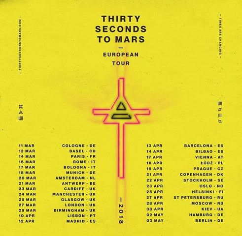 THIRTY SECONDS TO MARS kommen ab März 2018 nach Deutschland THIRTY SECONDS TO MARS kommen ab März 2018 nach Deutschland