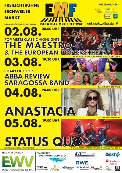 Eschweiler Music Festival 2018 u.a. mit STATUS QUO und ANASTACIA Eschweiler Music Festival 2018 u.a. mit STATUS QUO und ANASTACIA