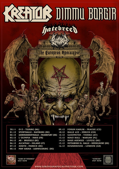 European Apocalypse Tour 2018 mit DIMMU BORGIR, KREATOR, HATEBREED und BLOODBATH European Apocalypse Tour 2018 mit DIMMU BORGIR, KREATOR, HATEBREED und BLOODBATH