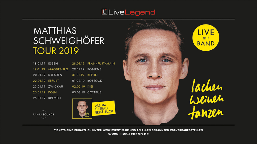 Anfang 2019 tanzt, lacht und weint MATTHIAS SCHWEIGHÖFER wieder in deutschen Konzertsälen