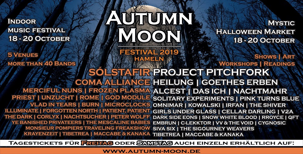 Update: AUTUMN MOON 2019: Neuer Headliner - PROJECT PITCHFORK