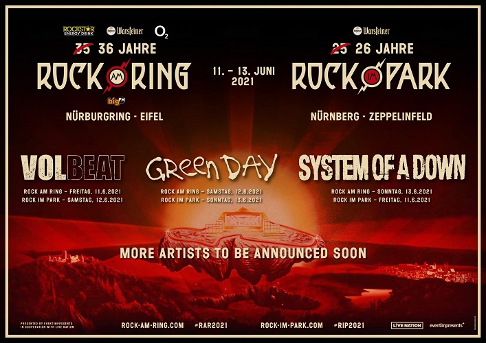 ROCK AM RING & ROCK IM PARK - Headliner bleiben für 2021 bestehen.