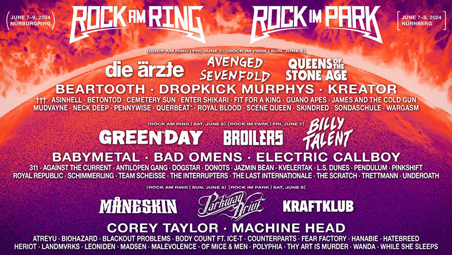 ROCK AM RING 2024 vom  7. bis zum 9. Juni am Nürburgring!