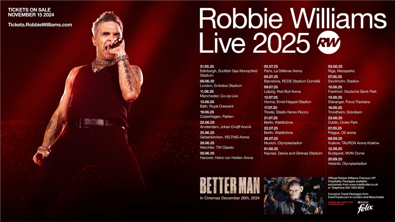 Robbie Williams Tour 2025 – Das Comeback der Pop-Ikone Robbie Williams Tour 2025 – Das Comeback der Pop-Ikone