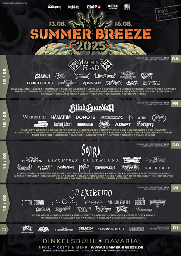 Letzte Bandwelle für das SUMMER BREEZE 2025 – Das Line-up wächst auf 139 Bands!