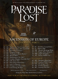 PARADISE LOST starten im Herbst 2025 ihre „Ascension of Europe Tour“ – mit MESSA, HIGH PARASITE und LACRIMAS PROFUNDERE
