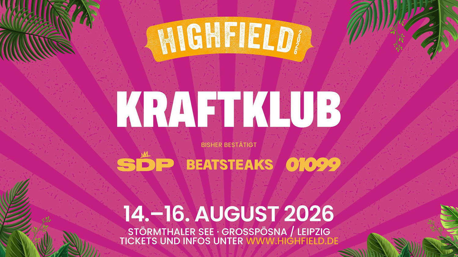 Sommer, See, Sound – Kraftklub als erster Headliner fürs Highfield Festival 2026 am Störmthaler See bestätigt
